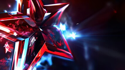 Wall Mural - Shiny red and blue glass star with light sparkles