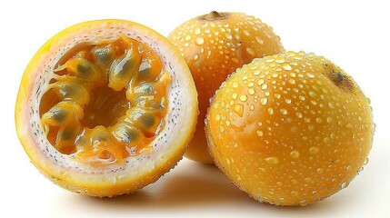 Wall Mural -   A pair of oranges resting atop a white background, with droplets of water splashed around them
