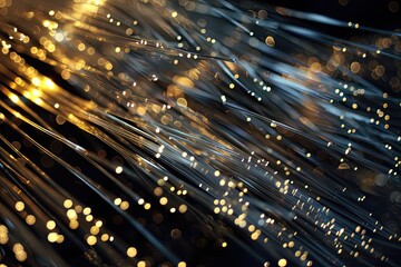 Canvas Print -  Web of Fiber Optic Cables Transmitting Data Signals