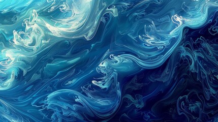 Indigo and cerulean with teal and aquamarine swirls capturing ocean fluidity