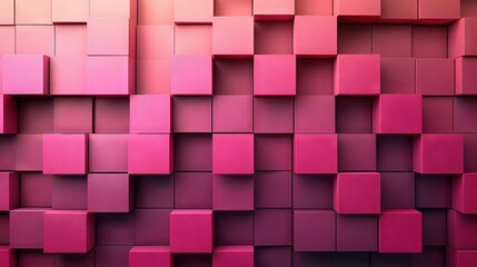 Wall Mural -   A zoom-in of a mural adorned with lilac and magenta hues, featuring geometric patterns comprised of squares and rectangles