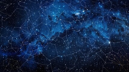 Wall Mural - Constellations traced in stars on a detailed celestial night sky map