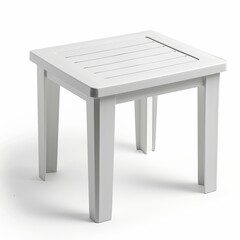 Wall Mural - Square white plastic patio side table set apart on white background