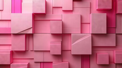 Wall Mural -   Close-up of pink wall with varied square and rectangle shapes