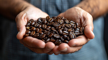 Wall Mural - coffee beans in hands