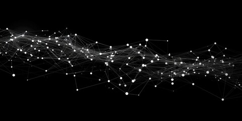 Overlay Digital. Network and Data Connections on Black Background