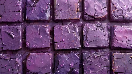 Wall Mural -   A close-up of purple squares with water drops on their tops and bottoms