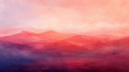 Wall Mural - Crimson landscape soft gradients dreamy coral tones