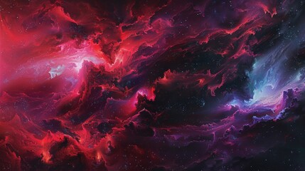 Swirling cosmic collision of crimson nebulae