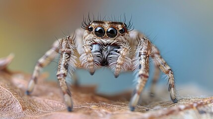 Wall Mural - Close-up of a Jumping Spider with Large Eyes