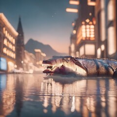 Wall Mural - crocodile in the water