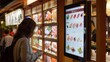 © Prostock-studio - A woman stands in front of a digital menu board showcasing sushi dishes in a Japanese restaurant.