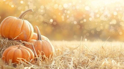 Wall Mural - Beautiful decoration pumpkin in field in farm in Autumn