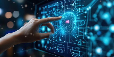 doctors hand pointing at digital data structure, virtuel medicine
