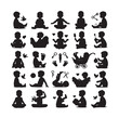 © MSTMIM - Set of Babies Silhouette, Child Bundle vector illustration