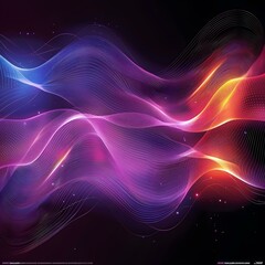 Canvas Print - Colorful abstract background image of glowing curved lines.