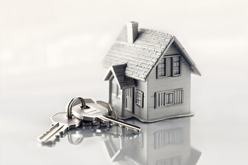 Keys accompanied by a miniature metal house.