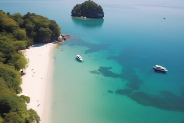 Wall Mural - Aerial view of a secluded beach and island in thailand