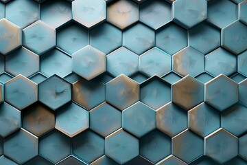 Wall Mural - 3d rendering of hexagonal texture background - generative ai