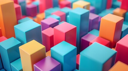 Canvas Print - Colorful 3D Cubes