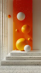 Wall Mural - Abstract Orange Yellow and White Spheres 3D Background Illustration