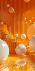 Poster - 3D rendering of spheres in an orange environment