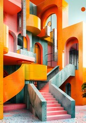 Wall Mural - Abstract Architecture with Vibrant Colors