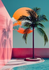Wall Mural - Palm tree in the sun
