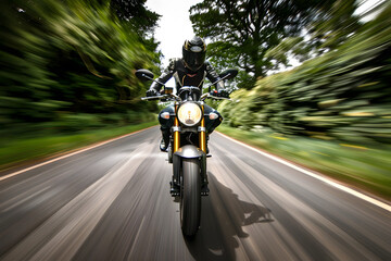 motion blur shot of motorcycle zooming past