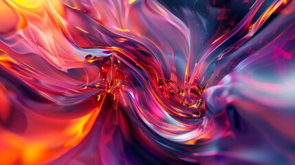 Wall Mural - Vibrant abstract swirl of orange, pink, and purple hues in a dynamic fluid background