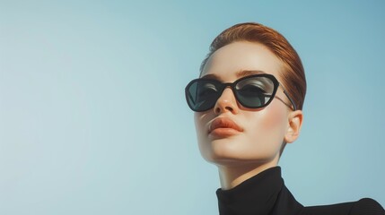 Wall Mural - A woman wearing sunglasses and a black dress