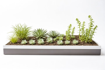 Sticker - Succulents in a White Planter on a White Background