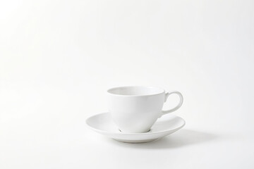 Wall Mural - White Coffee Cup and Saucer on White Background