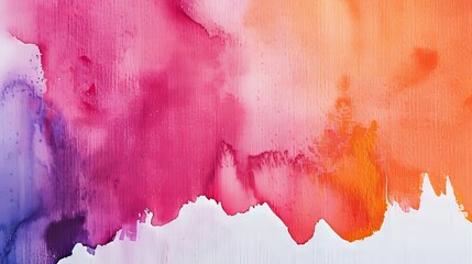 Wall Mural - Vibrant magentas, blues, and oranges blending on a watercolor canvas against solid white. isolated on a solid magenta background. Illustrations