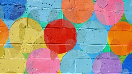 Wall Mural - Wall painted in circles with a sponge with bright colors
