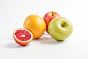 Canvas Print - Fresh Fruit Arrangement with Red Grapefruit, Orange, and Green Apple