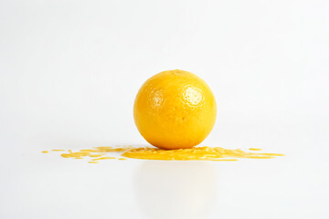 Wall Mural - Lemon Spills on White Background