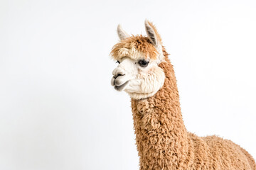 Sticker - Alpaca Portrait Against White Background