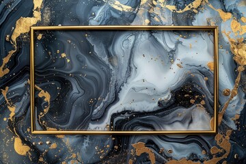 Wall Mural - Golden rectangular frame on an abstract background - generative ai