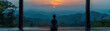© pisan - Serene Sunset Meditation Relaxation and Peace at a Scenic Mountain Overlook with Beautiful Landscape and Tranquil Atmosphere