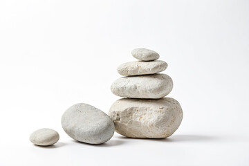 Wall Mural - Stacked White Stones on White Background