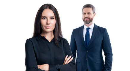 Wall Mural - business teamwork and collaboration. partnership concept. partner team. successful partnership. business team success. business partner isolated on white. two businesspeople in suit. lasting success