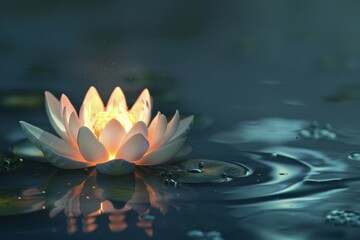 glowing lotus flower in a tranquil pond