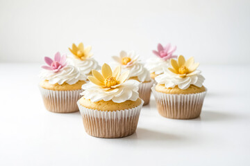 Wall Mural - Cupcakes with Floral Decorations