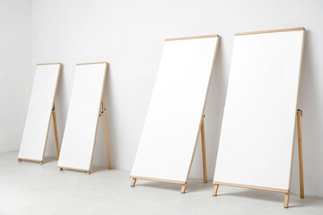 Wall Mural - Four Blank Whiteboards on Wooden Easels