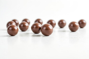 Sticker - Chocolate Balls on White Background