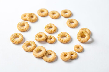 Canvas Print - Golden Ring Cereal on White Background