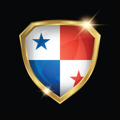 Wall Mural - Panama Flag Golden Shield Logo