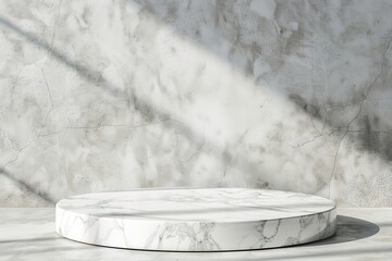 Wall Mural - A white marble pedestal with a shadow on the wall