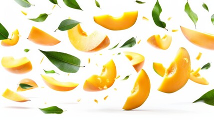 Wall Mural - Sliced ​​mango, isolated mango